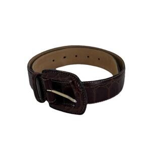 Nordstrom Womens Sz S Italian Calfskin Made in the USA brown faux Crocodile